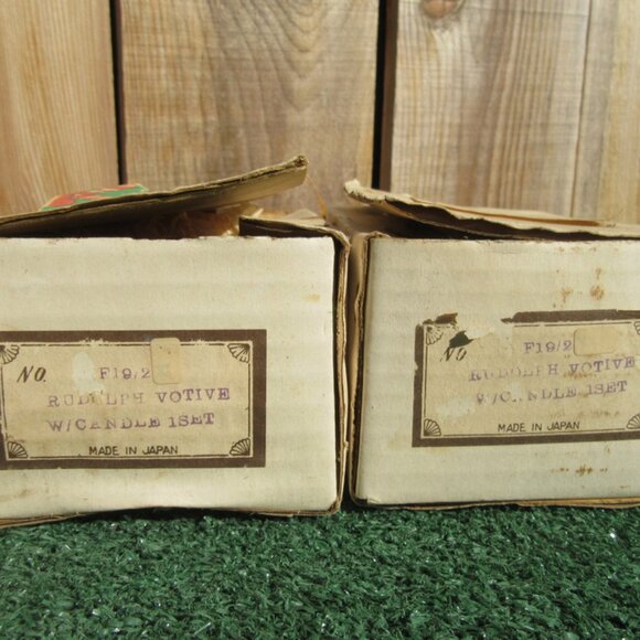 Set of 2 Vintage Fitz And Floyd Rudolph w/ Votive Candle Christmas Sets JAPAN - Picture 8 of 8